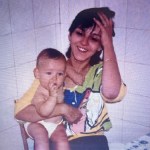Com meu filho, em 1987.